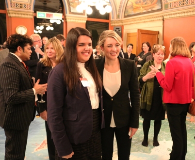 YoCo Member Serena with Honourable Mélanie Joly, Canadian Minister of Heritage on Parliament Hill for the Canadian Museum Association's Canadian Museums Day. Source: Canadian Museums Association, Mafoya Dossoumon Source: Association des musées canadiens, Mafoya Dossoumon